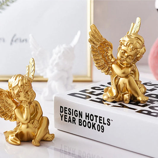 Adorable Sculpture Adorable Statue Ornament Decor for Home Craft Birthday Gift ( Golden )