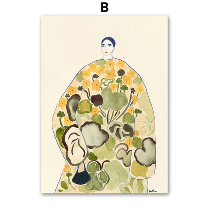 Abstract Girl Hand Fruit Flower Leaf Vase Wall Art Canvas Painting Nordic Posters And Prints Wall Pictures For Living Room Decor