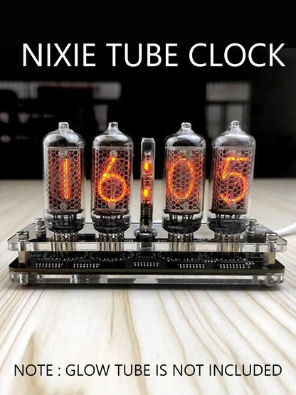 4 Digit IN-8 Nixie Glow Tube Clock IN8  Glow Tube Digital Solid Wood Desk Alarm Plug-in Design Basic Version
