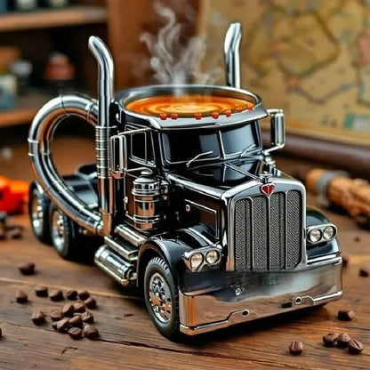 New Creative Truck Design Coffee Mug  1pcs Desktop Home Kitchen Semi Truck Coffee Cup 11 Ounces Semi-Trailer Water Cup Ornament