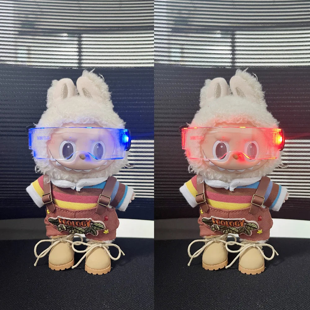 DIY Luminous Glasses Are Suitable for 15-20cm LABUBU Doll Accessories 3D Goggles Color-changing Luminous Children's Toys