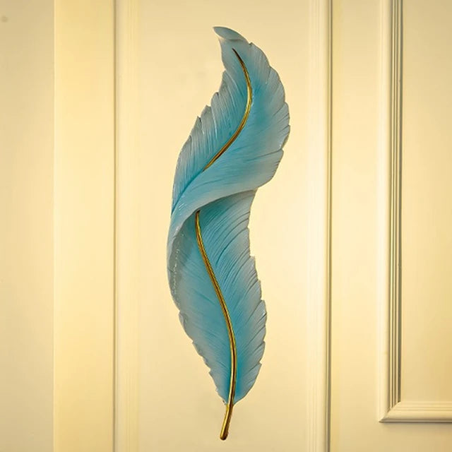 Modern LED Feather Wall Lamps Resin Lamp Bedroom Bedside Living Room Background Wall Hallway Home Decor Lustres Indoor Lighting