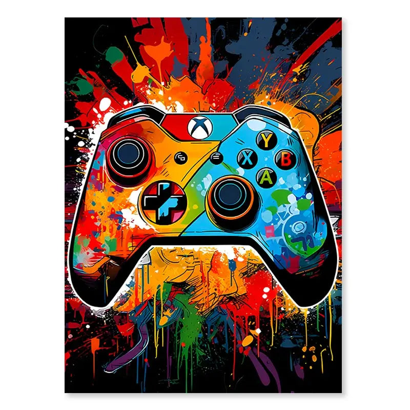 Colorful Game Controller Canvas Painting Graffiti Gaming Poster Gamepa – MY