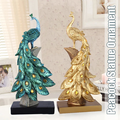 Creative Resin Golden Peacock Ornaments Figurine Miniatures Nordic Ins Table Home Decor Statue Home Art Craft Photography Props