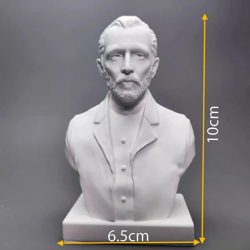 Artist Portrait Bust Statue - Textured Mini Plaster Head Sculpture for Art Lovers, Classroom Teaching | Eco-Friendly Decor Gift