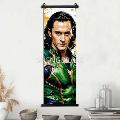 Marvel The Avengers Movie Loki Hanging Scroll Poster Artwork Home Decoration Decor Avengers Wallpaper Canvas Painting Print Gift