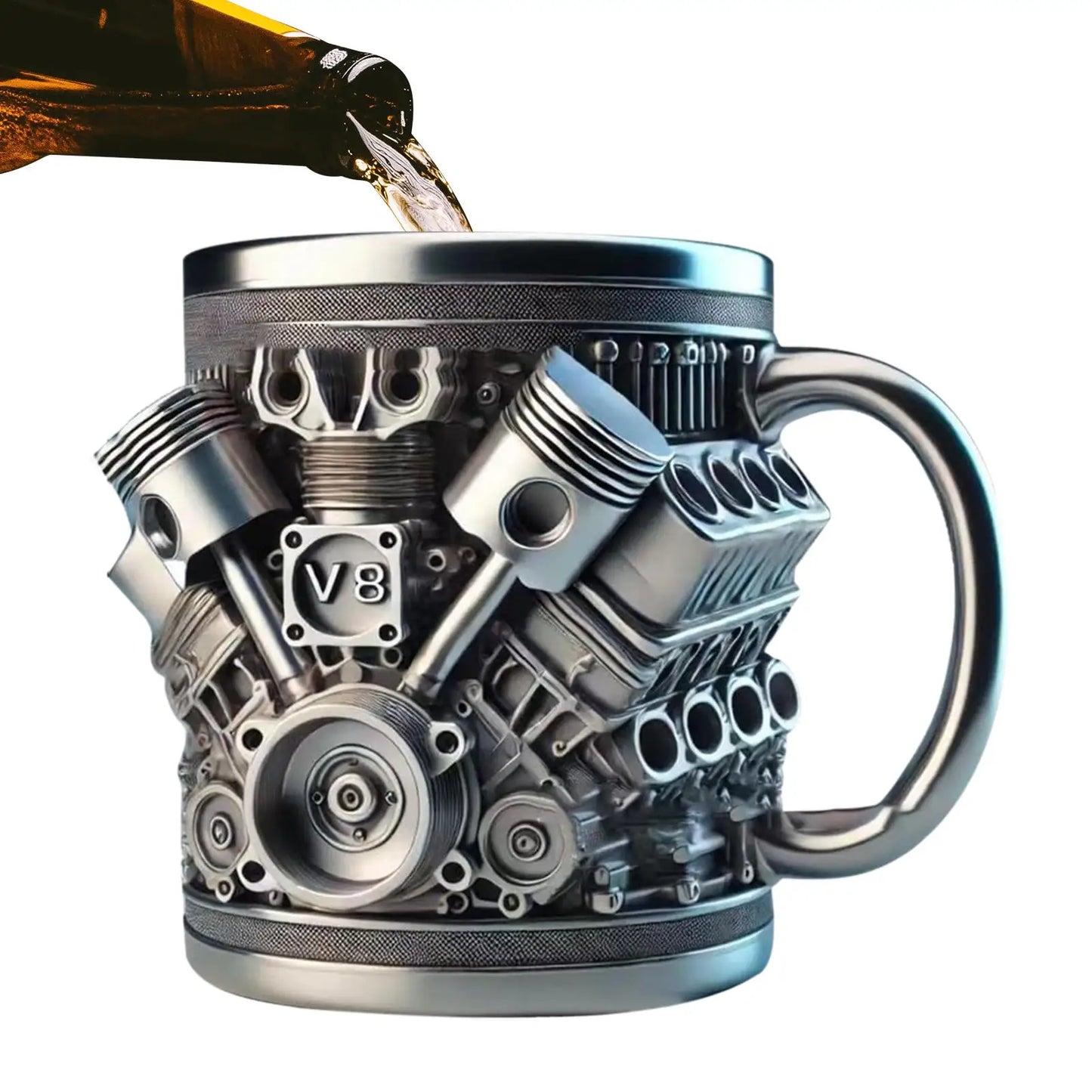 304 Stainless Steel Insert Resin Beer Danegeld Tankard Coffee Beer Mugs Cup Water Mug Coffee Cup V8 Engines Stainless Steel Cup