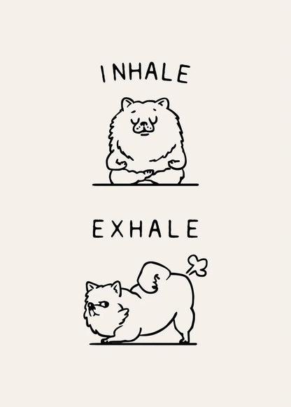 Inhale Exhale Poster Llama Sloth Husky Bulldog Dachshund Canvas Printing For Home Living Room Wall Decoration Frameless Painting