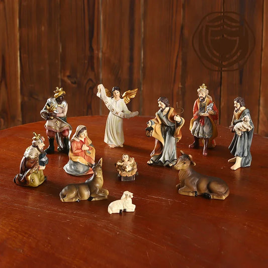 11pcs/ Set 10cm Christ Birth of Jesus Ornament Gifts Nativity Scene Crafts Resin Christmas Manger Decoration Catholic Figurines