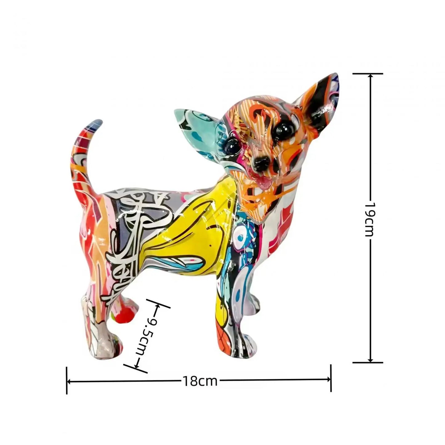 Creative Cross Border New Water Transfer Printing Colorful Chihuahua Decoration Modern Animal Resin Decoration Crafts