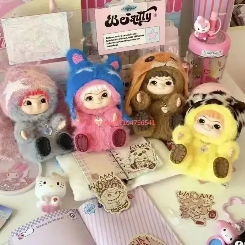 Wakuku Blind Box Fuzzy Trendy Fun Party Series And Wakuku Panda Elevator Action Figure Doll Bag Surprise Bag Pendant Doll Gift