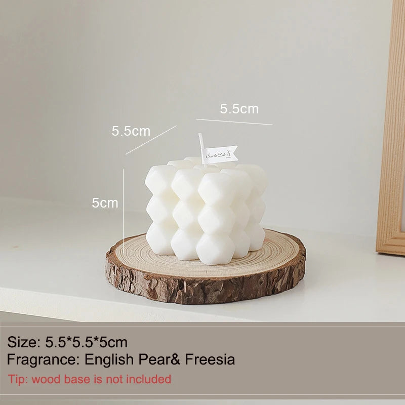 Rubik's Cube Scented Aromatic Candles Soy Wax Candles White English Pear & Freesia Aromatherapy Candle Wedding Home Decoration