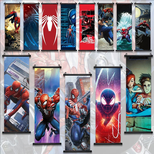 S-SpiderMan Poster Marvel Wallpaper Wall Artwork Canvas Painting Print Home Decoration Movie Room Decor Art Hanging Scroll Gift