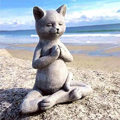 Yoga Pose Meditation Dog Cat Frog Statue Ornaments Waterproof Prayer Zen Bulldog Sculpture Crafts Garden Decoration Figurine