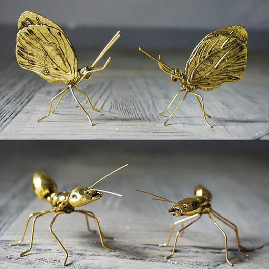 1PCS Decorative Metal Handicraft Copper Gold Ant Butterfly Ornament For Art Decor Giant Insect Office Home Room Desk Decoration