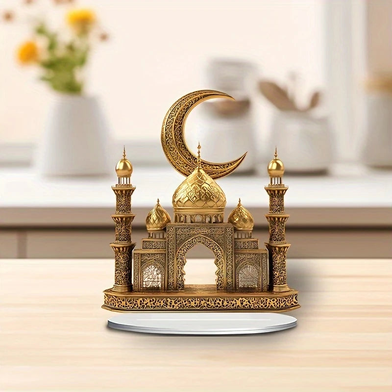 Ramadan Festival 2D Acrylic Moon Castle Craft Ornament 2025 Eid Al-fitr Mubarak Decoration Islamic Muslim Home Party Table Gifts