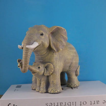 Mother Child Elephant Statue Resin Crafts Living Room Desktop Office Animals Home Feng Shui Decoration Ornaments Creative Gifts
