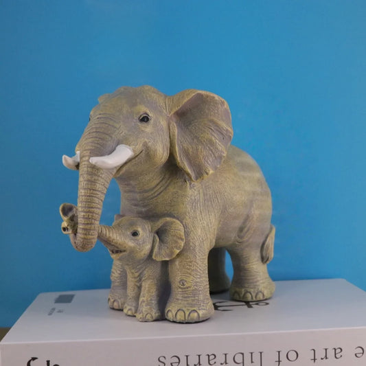 Mother Child Elephant Statue Resin Crafts Living Room Desktop Office Animals Home Feng Shui Decoration Ornaments Creative Gifts