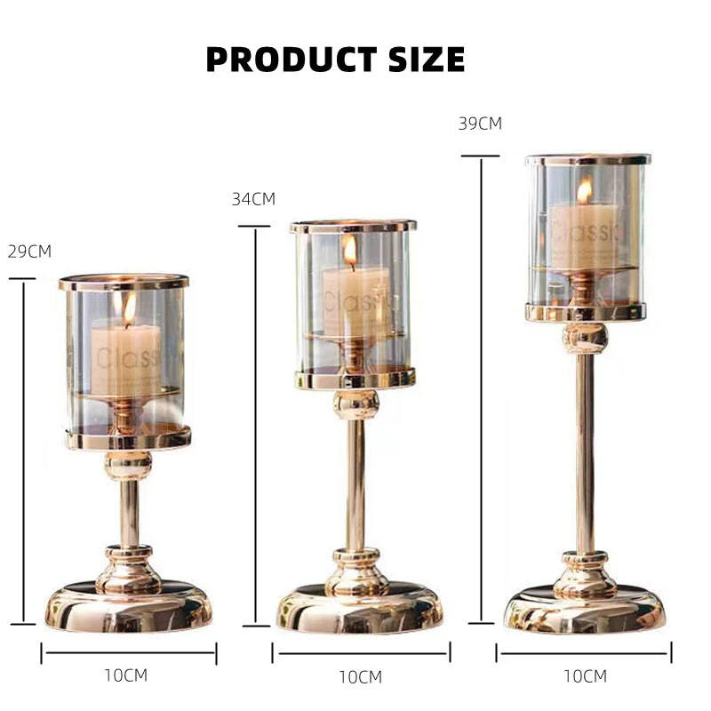 Candle Holders Glass Candlestick For Wedding Christmas Bar Table Decoration Nordic Metal Vintage Candles Stick Home Decor