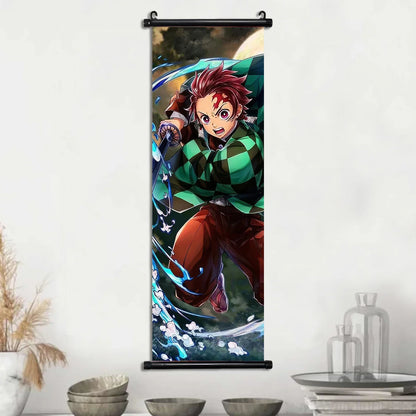D-Demon Slayer Kamado Tanjirou Scroll Canvas Wall Hanging Painting Home Decor Anime Poster Wall Room Decoration Decro Wallpaper