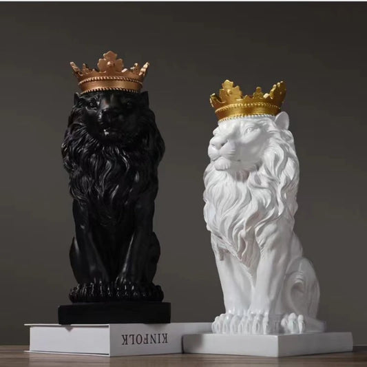 Lion Animal Figurines Resin Crown Lions Statue Handmade Artwork Gift Home Office Decor Ornament Living Room Desk Home Decor