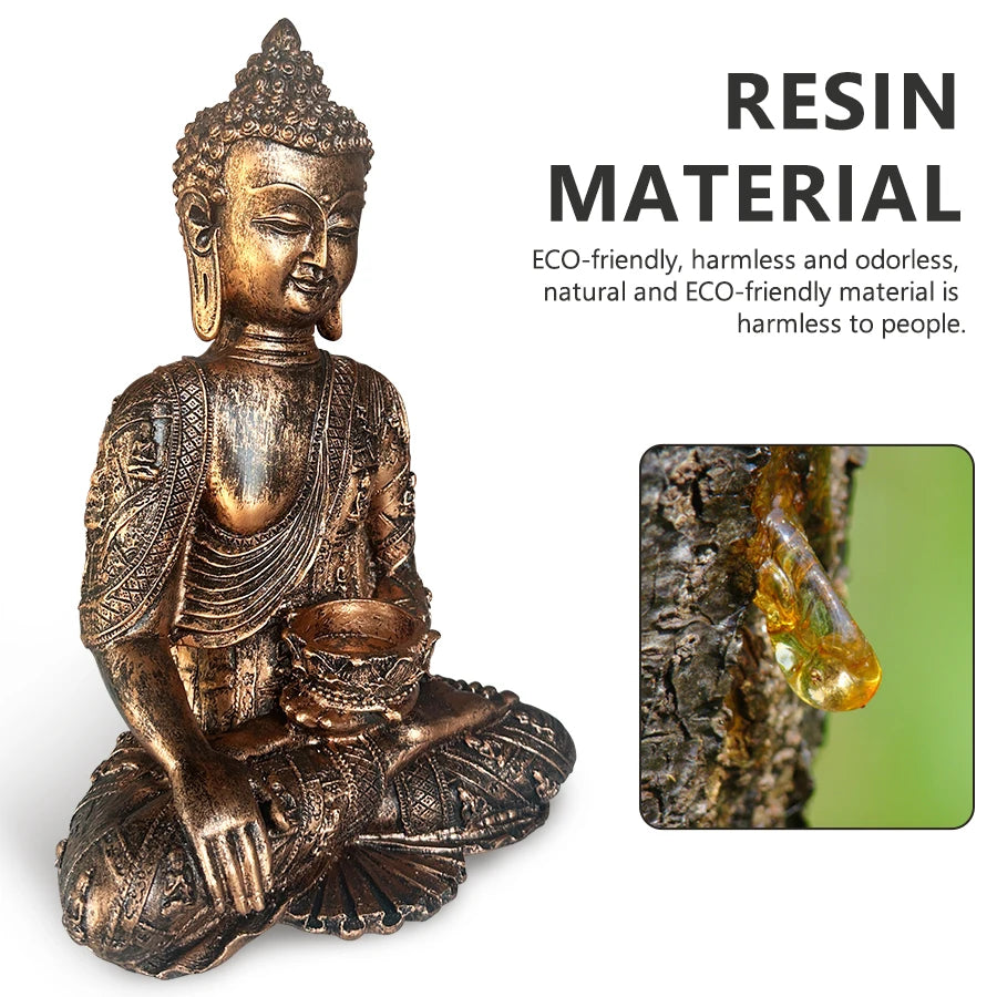 Home Decoration Sculptures And Figurines Resin Handicraft Buddha Candlestick Ornaments Buddha Statue Desk Topper Tablescape
