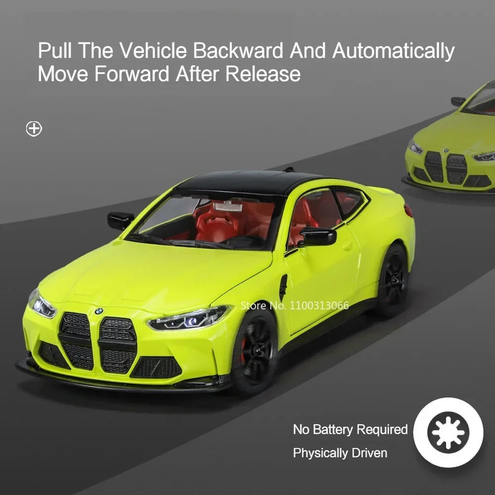 1:24 Scale M4 Alloy Diecast Model Cars Toys Rubber Tires 4 Doors Opened Vehicles Light Music Toy Models for Boys Birthday Gifts