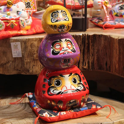 Tour Daruma en céramique de 11 pouces, porcelaine japonaise, Figurine de collection Maneki Neko, Dharma, bonne chance, Statue Zen, tirelire