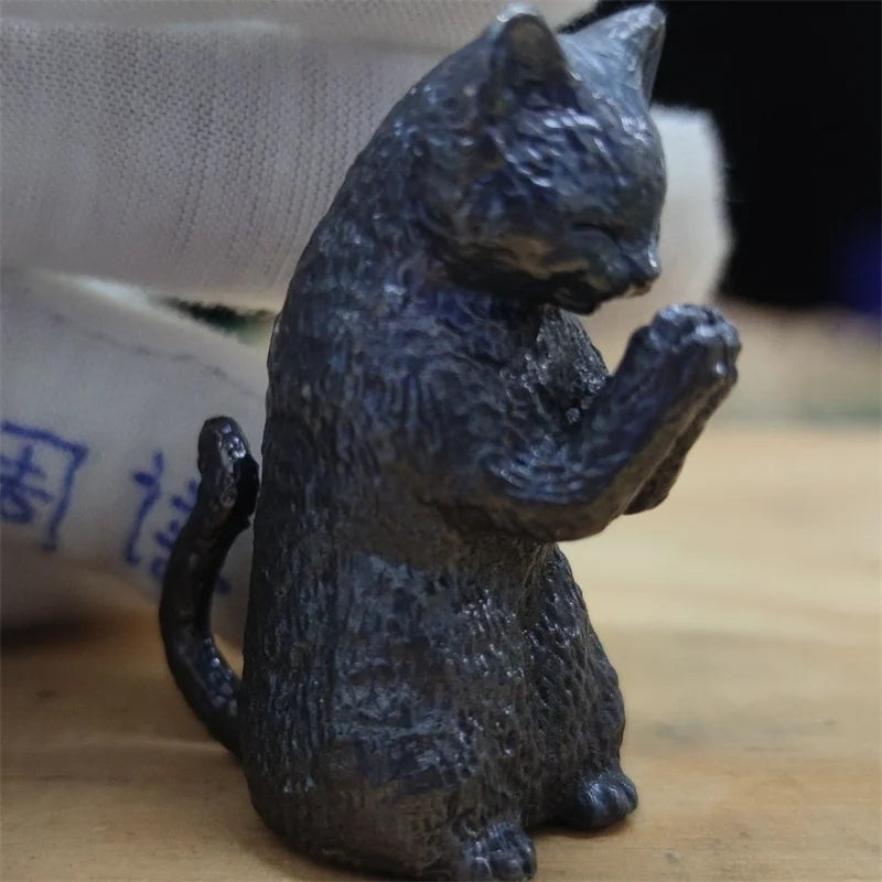 Miniature Cat Pure Coppe Figurine Animal Model Art Decoration Accessories Tabletop Interior Craft Objects Home Ornament Figure
