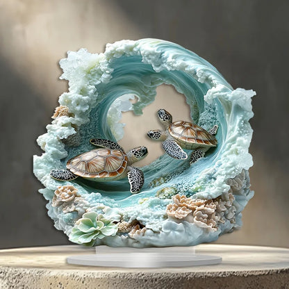 Bohemian Ornament/turtle Ornament/2D Acrylic with Stand, Suitable for Home and Office.