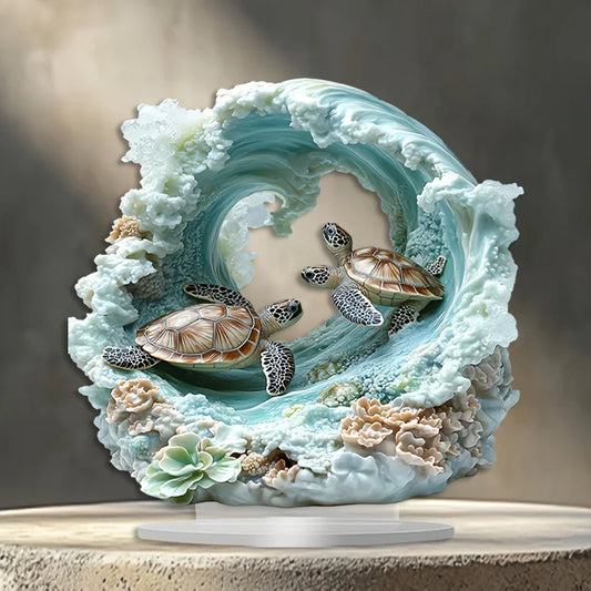 Bohemian Ornament/turtle Ornament/2D Acrylic with Stand, Suitable for Home and Office.