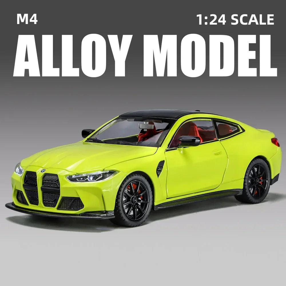 1:24 Scale M4 Alloy Diecast Model Cars Toys Rubber Tires 4 Doors Opened Vehicles Light Music Toy Models for Boys Birthday Gifts