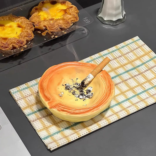 Creative Egg Tart Ashtray Living Room Ashtray Cute Office Ashtray Personalized Desktop Decoration Anti Fly Ash Ashtray