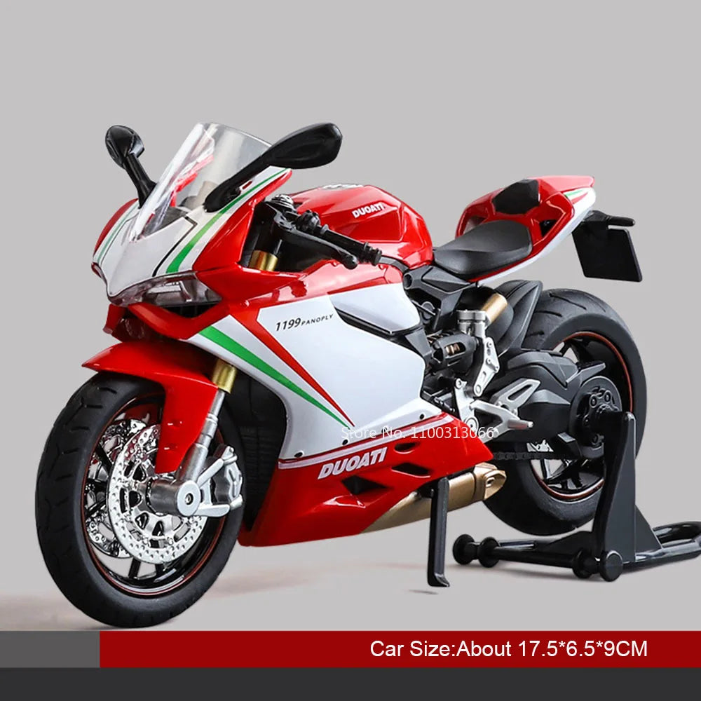 1:12 1199 Spring Breeze 250 SR Motorcycle Models Cars Alloy Diecast Toys Light Music Wheel Turned Motorcycles Vehicle Kids Gifts