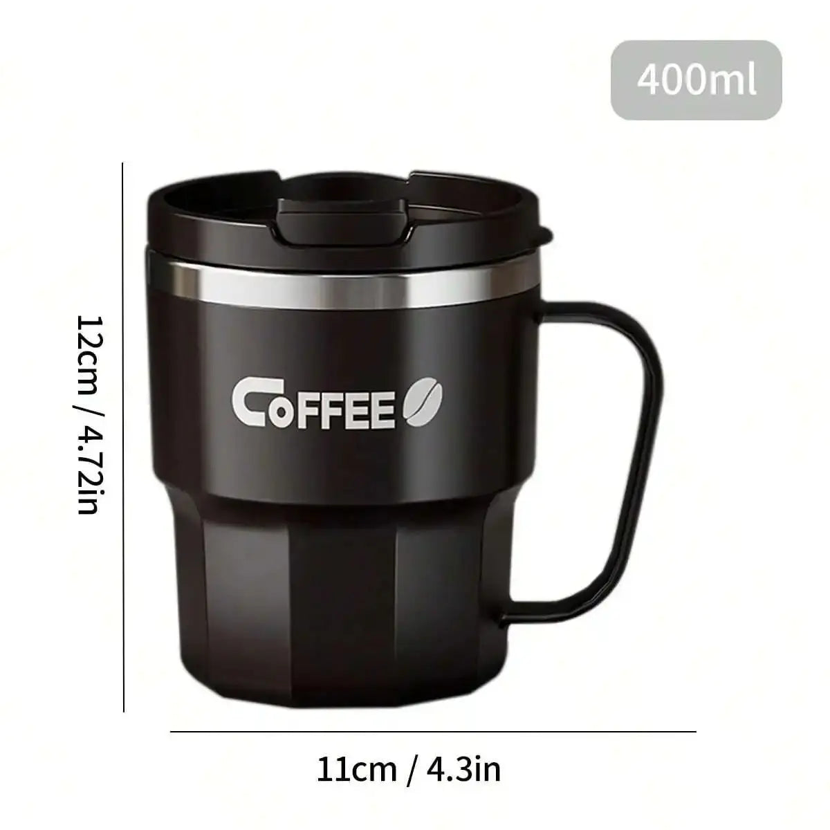 WORTHBUY 400/480ML 304 Stainless Steel Coffee Cup With Lid&Handle Double Layer Coffee Mug Drinkware Reusable Insulated Water Cup