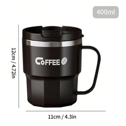 WORTHBUY 400/480ML 304 Stainless Steel Coffee Cup With Lid&Handle Double Layer Coffee Mug Drinkware Reusable Insulated Water Cup