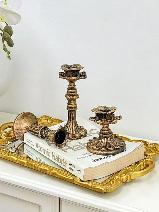Retro Resin Candle Holder Sconce Nostalgic Antique French Candle Holder Home Decoration Photography Romantic Props
