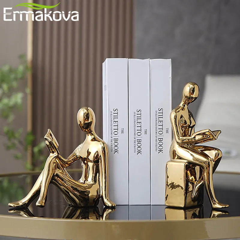 ERMAKOVA Ceramics Abstract Figure Book Block The Bookshelf Creative Bookend Home Decor Desktop Study Room Ornaments Sculpture