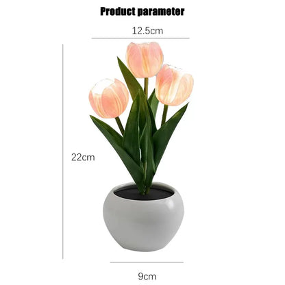 Tulip Table Lamp LED Bedside Lamp Simulation Flower Bouquet Bedroom Bedside Romantic Atmosphere Birthday Gift Home Decoration