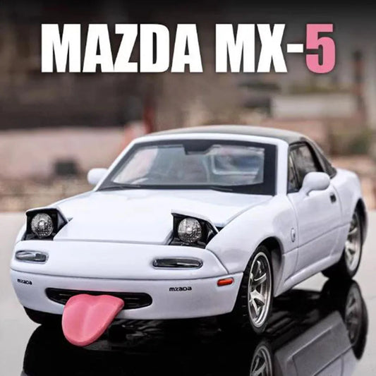 1/32 Scale MX5 Alloy Model High Simulation with Tongue Sport Car Wheels Can Be Turned Diecast Vehicle Toy for Adult Gifts