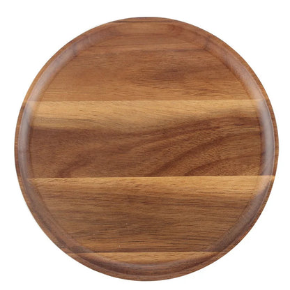 Creative retro Acacia wood irregular round dried fruit pastry plate solid wood tray bread tray household restaurant trays