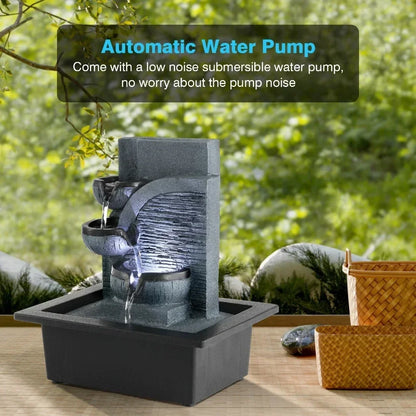 Tabletop Fengshui Water Fountain with LED Geomantic Ball Simple Indoor Decoration Mini Waterfalls Landscape Ornament Gift