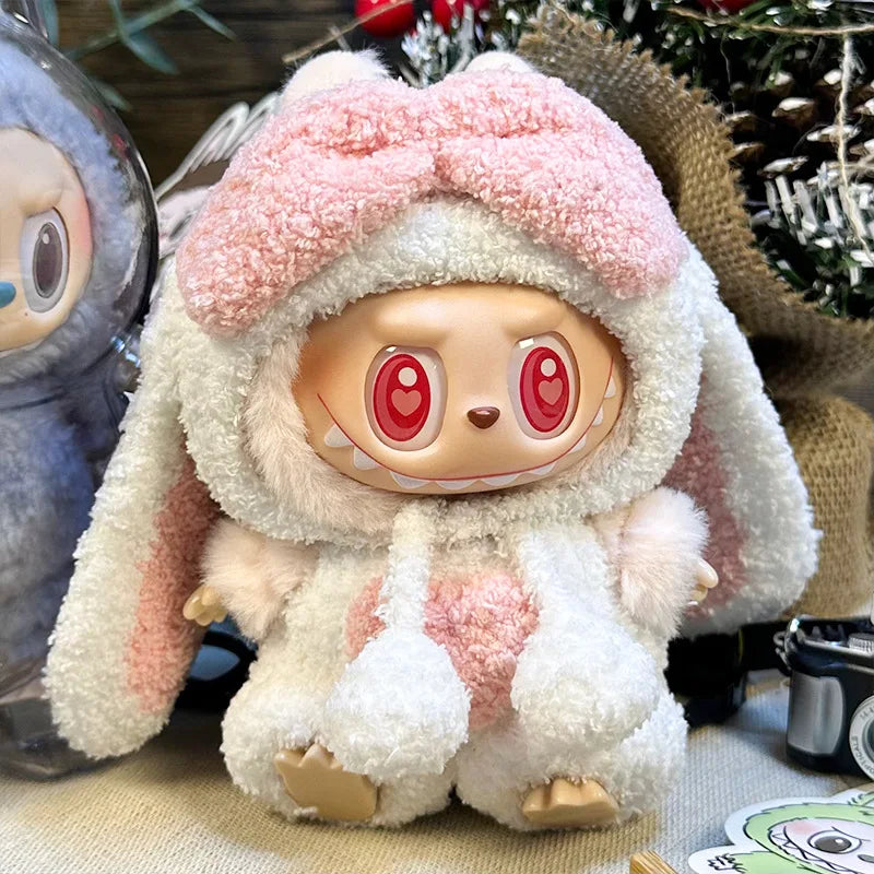 Cute Doll Accessories Clothes Onesie For 17cm Labubu V1V2 Melody Mini Dolls Clothing Kids Gift Bags For  Hairy Rabbit Bodysuit