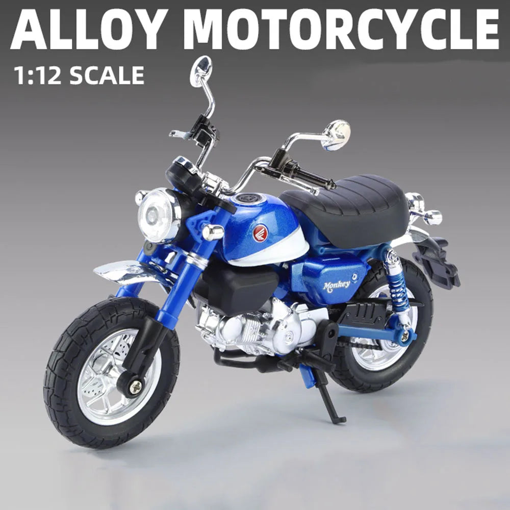 1/12 Alloy Honda Monkey Motorcycle Model Toy Simulation Diecasts Motor Front Rear Wheel Suspension Car for Child Birthday Gifts