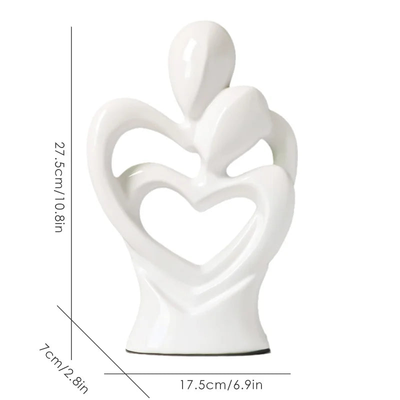 Sculpture abstraite en forme de cœur en argent, en céramique, galvanoplastie, figurine d'amoureux, câlin, buste, cadeau de mariage, décoration de la maison