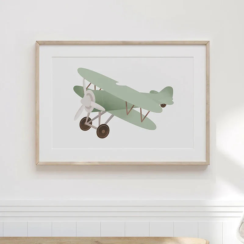 Sailboat Rocket Hot Air Balloon Plane Train Car Wall Art Nordic Posters Prints Canvas Painting Cartoon Pictures Kids Room Decor