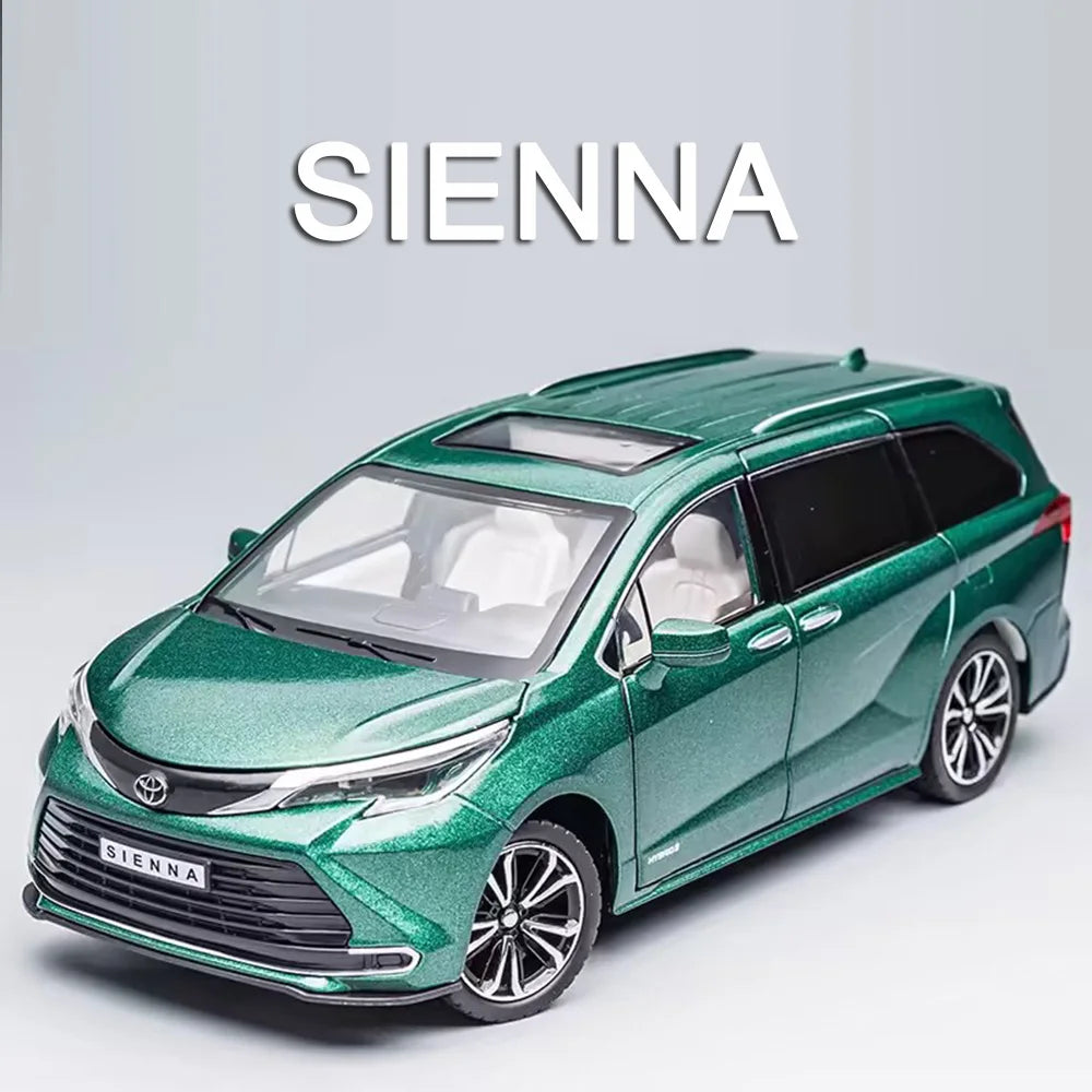 1/24 Scale Metal Die Cast Sienna Car Toys Model With Light Music Vehicle Models Rubber Tires Autos Toy Children Collectible Gift