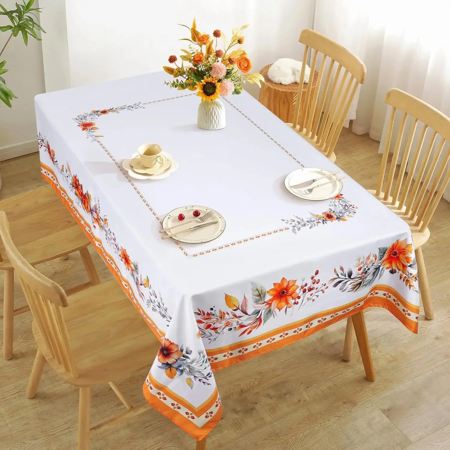 Autumn Maple Leaf Rectangle Tablecloth Table Decor Thanksgiving Waterproof Table Cloth for Wedding Party Thanksgiving Decoration