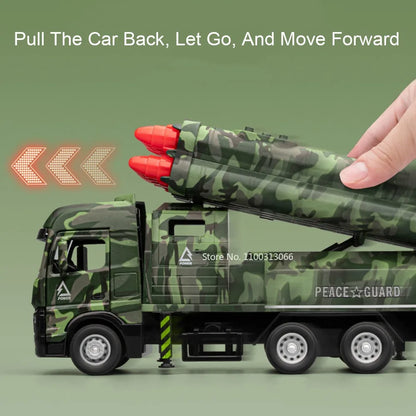 1:32 Intercontinental Missile Vehicles Toy Cars Models with Pull Back Light Sound Miniature Armored Car Boys Educational Toys