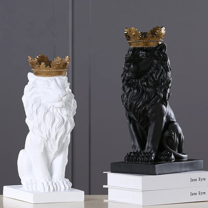 Resin Lion Figurines Modern Animal Statue Desktop Office Crafts Gift Ornament Home Decor Sculpture